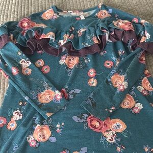 Matilda Jane Floral Ruffle Long Sleeve Top. Size 8. Fair condtion.